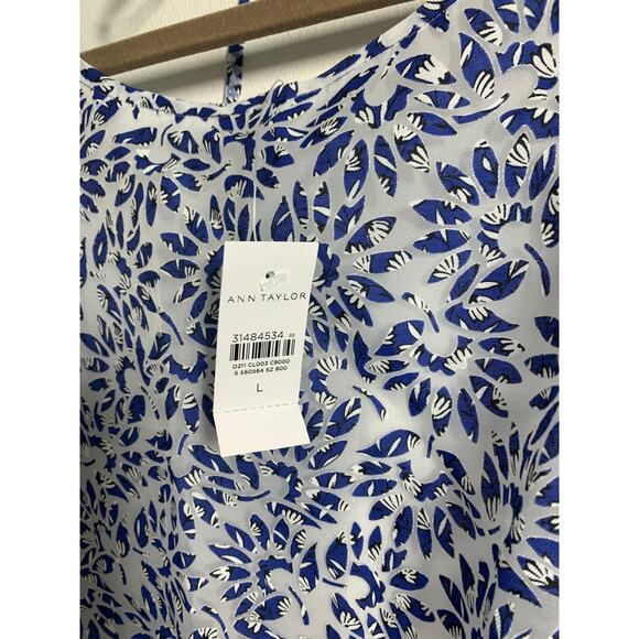 Ann Taylor Tie Back Puff Sleeve Short sleeve top blouse sx LG NWT - Picture 7 of 12